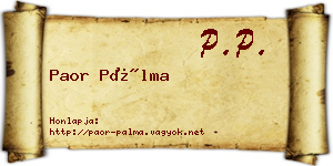 Paor Pálma névjegykártya